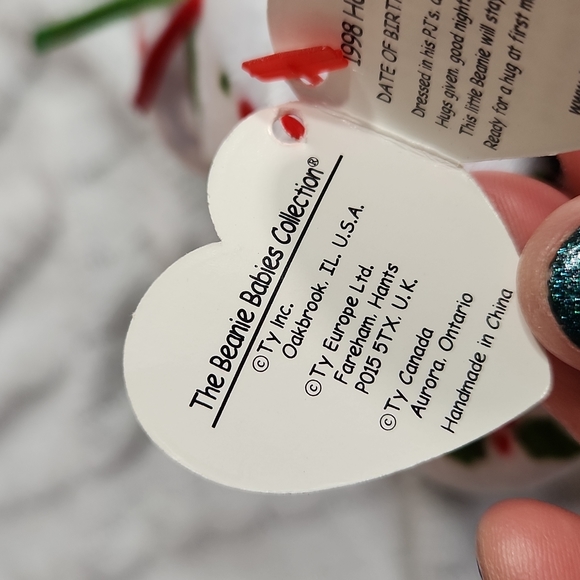 🕸98" Ty Beanie Baby " Holiday Teddy " Bear, With Tags Attached - Picture 10 of 12